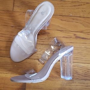 SHEIN Ankle Strap Chunky Clear Heels - Brand NEW!
